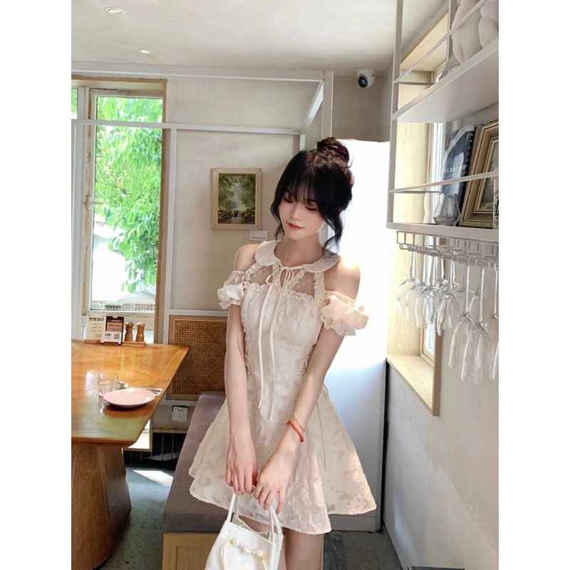 Váy Dự Tiệc Thiết Kế Cổ Sen Tay Bồng Đan Dây Ôm Eo Tôn Dáng, Đầm Nữ  Phong Cách Tiểu Thư Xinh Xắn- (TLV3) MeMe Boutique