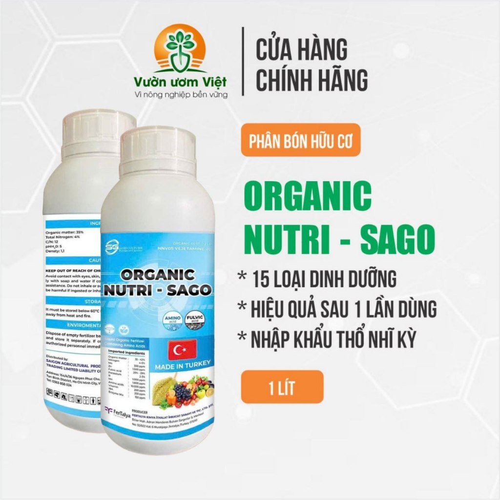 Phân bón hữu cơ dinh dưỡng tổng hợp ORGANIC NUTRI SAGO nhập khẩu Thổ Nhĩ Kỳ - 1 Lít