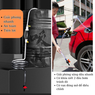 Ống bơm hút xăng dầu xe ô tô, xe tải tiện lợi, nhanh chóng, an toàn (Có van chặn, có khóa xiết)