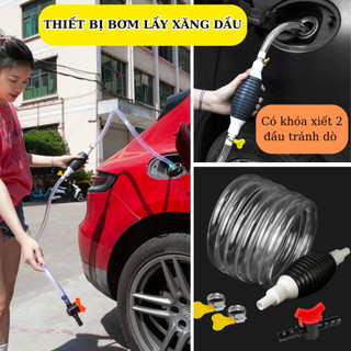 Ống bơm hút xăng dầu xe ô tô, xe tải tiện lợi, nhanh chóng, an toàn (Có van chặn, có khóa xiết)