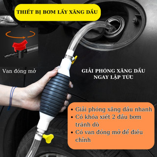 Ống bơm hút xăng dầu xe ô tô, xe tải tiện lợi, nhanh chóng, an toàn (Có van chặn, có khóa xiết)