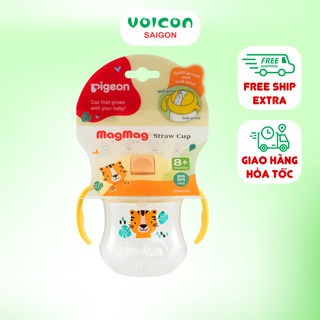 Bình uống nước cho bé có tay cầm và ống hút Pigeon MagMag 200ml (New)