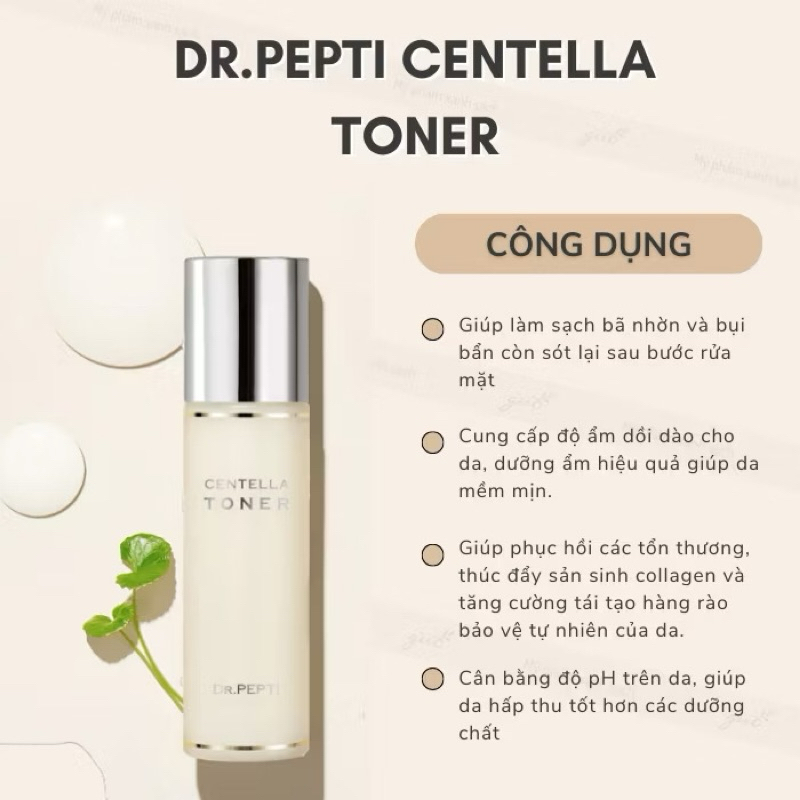 Nước Hoa Hồng Dưỡng Da Cấp Ẩm Căng Bóng Dr.Pepti Centella Toner Ex ( 180ml )