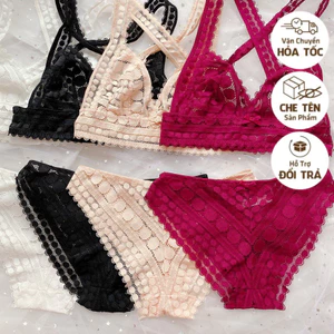 Bộ đồ lót sexy hàng châu Âu - áo ngực ren không gọng siêu quyến rũ kèm chíp