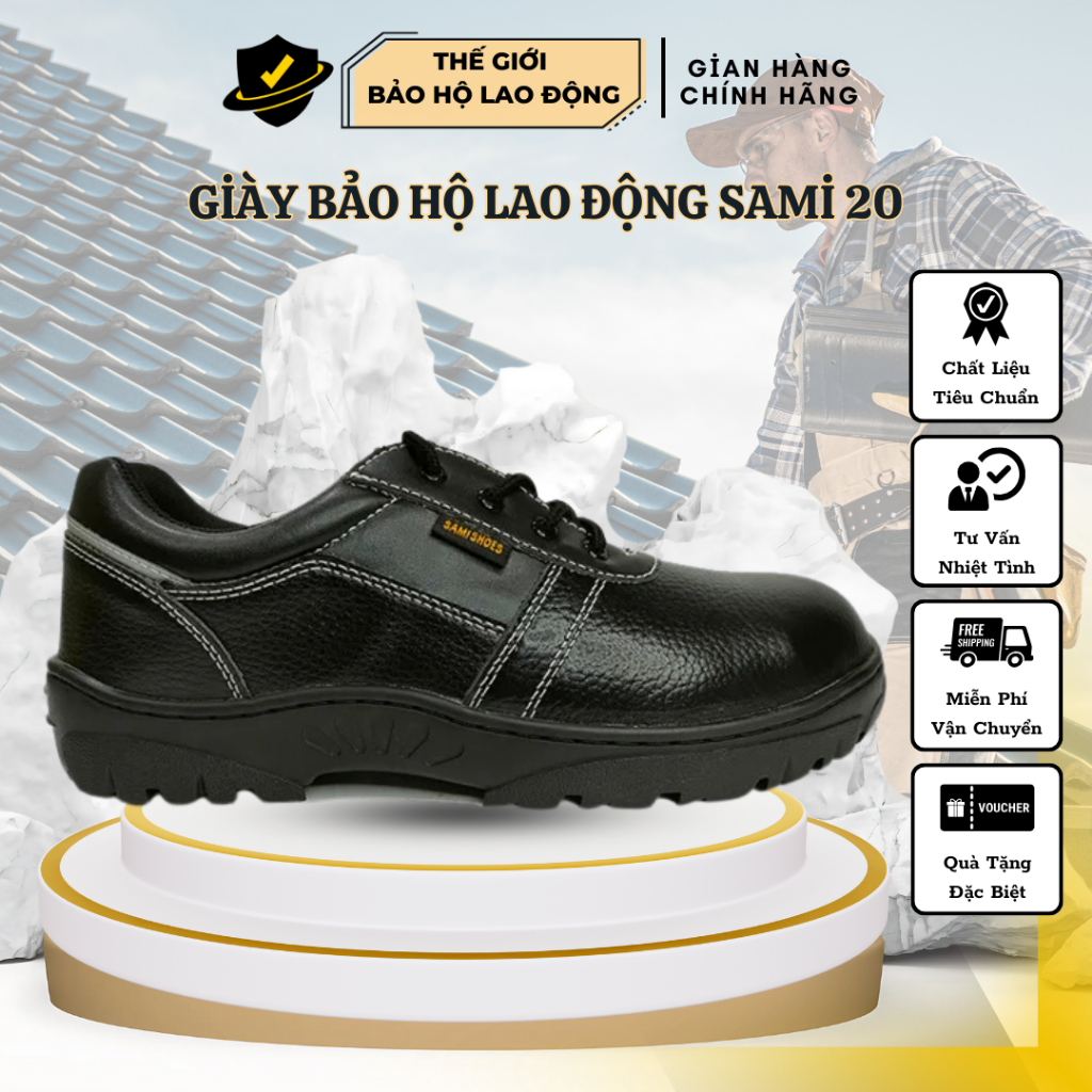 [CHÍNH HÃNG] Giày Bảo Hộ Sami 20 - Da Chất Lượng, Đế Chống Đinh, Chống ...