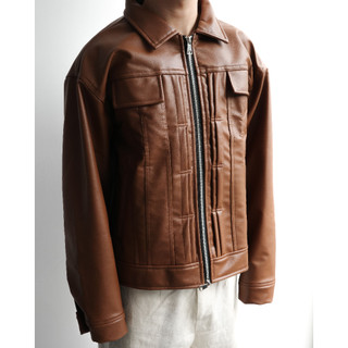 Áo khoác da MMESTLINE "ATELIER LEATHER" vải dày form Boxy