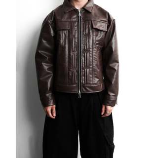 Áo khoác da MMESTLINE "ATELIER LEATHER" vải dày form Boxy
