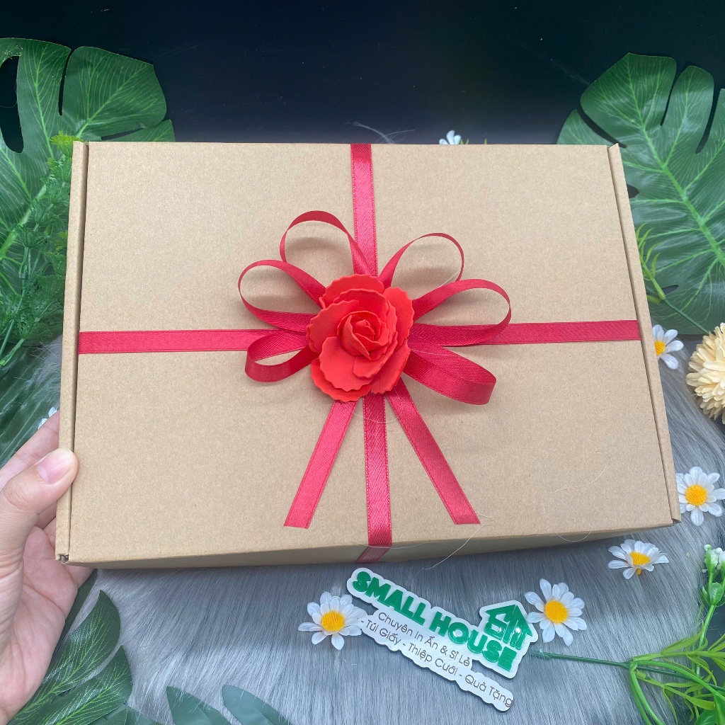 [GIÁ SỐC] Hộp QUÀ TẶNG trang trí sẵn kèm Rơm siêu sang đựng quà tặng, nước hoa, quần áo, Hoa