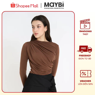 Áo Thun Ôm Rayon Nhún Kiểu Tay Dài Maybi, Áo Ôm Body Dài Thời Trang Nữ Hiện Đại Trẻ Trung - Maybi