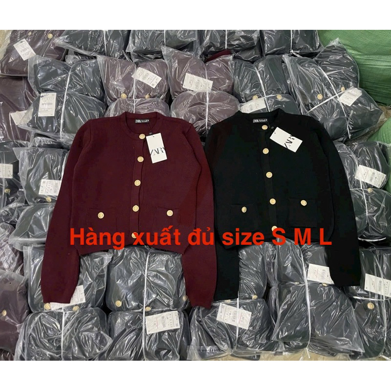 [Sẵn Hàng] (Hàng sẵn) Áo len ZA SHOP khuy đồng 2 màu đen/đỏ đô siêu Hàng Chuẩn Xịn
