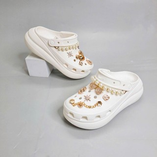 Dép crush unisex đế cao 6 phân full nhựa EVA cao cấp tặng kèm 10 jibbitz sticker, dép sục crush nam nữ đế bánh mỳ 6-7cm