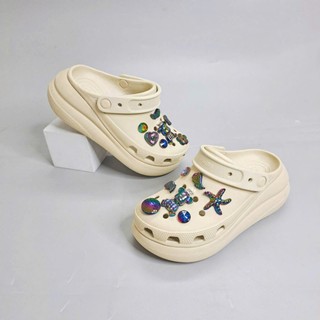 Dép crush unisex đế cao 6 phân full nhựa EVA cao cấp tặng kèm 10 jibbitz sticker, dép sục crush nam nữ đế bánh mỳ 6-7cm
