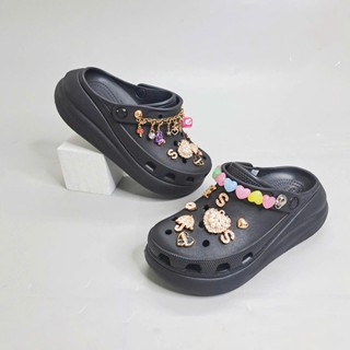 Dép crush unisex đế cao 6 phân full nhựa EVA cao cấp tặng kèm 10 jibbitz sticker, dép sục crush nam nữ đế bánh mỳ 6-7cm