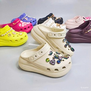 Dép crush unisex đế cao 6 phân full nhựa EVA cao cấp tặng kèm 10 jibbitz sticker, dép sục crush nam nữ đế bánh mỳ 6-7cm