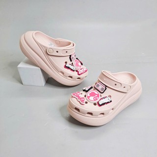 Dép crush unisex đế cao 6 phân full nhựa EVA cao cấp tặng kèm 10 jibbitz sticker, dép sục crush nam nữ đế bánh mỳ 6-7cm