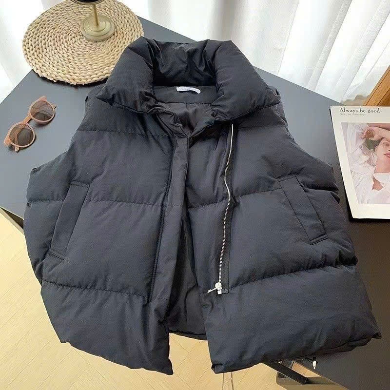 MEIQUIYI Áo phao ghi lê Unisex phom dài ba màu cơ bản trắng/đen/nâu giữ nhiệt tốt
