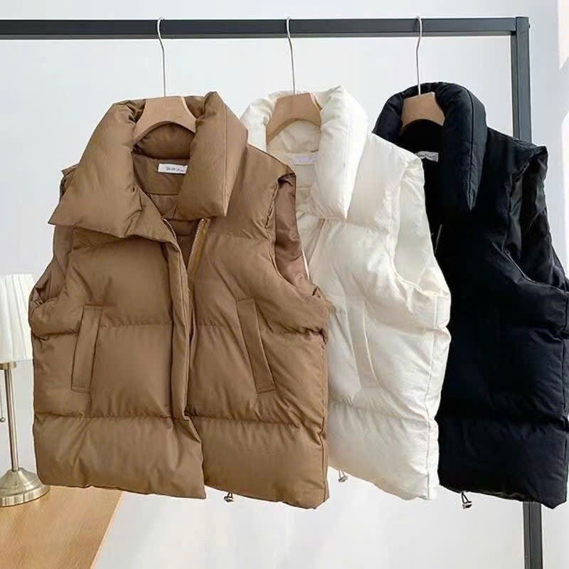 MEIQUIYI Áo phao ghi lê Unisex phom dài ba màu cơ bản trắng/đen/nâu giữ nhiệt tốt