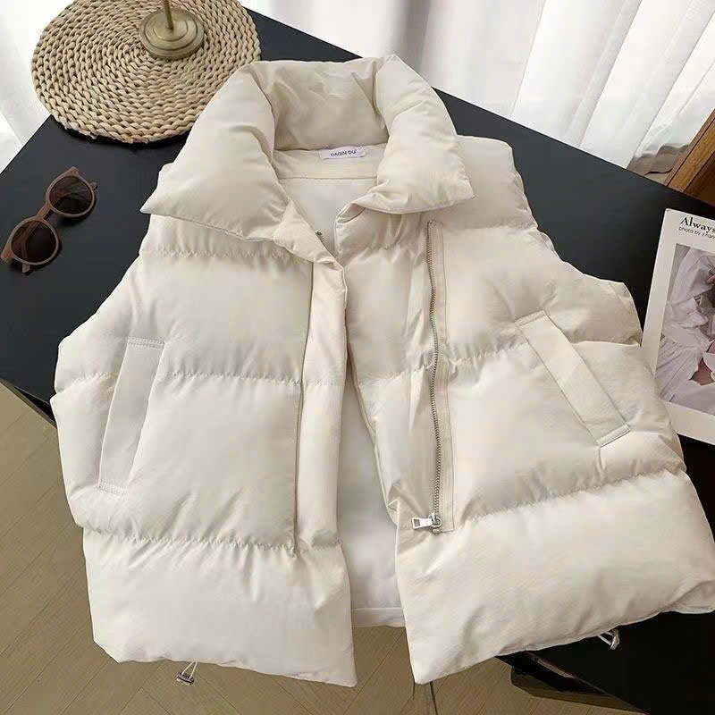 MEIQUIYI Áo phao ghi lê Unisex phom dài ba màu cơ bản trắng/đen/nâu giữ nhiệt tốt