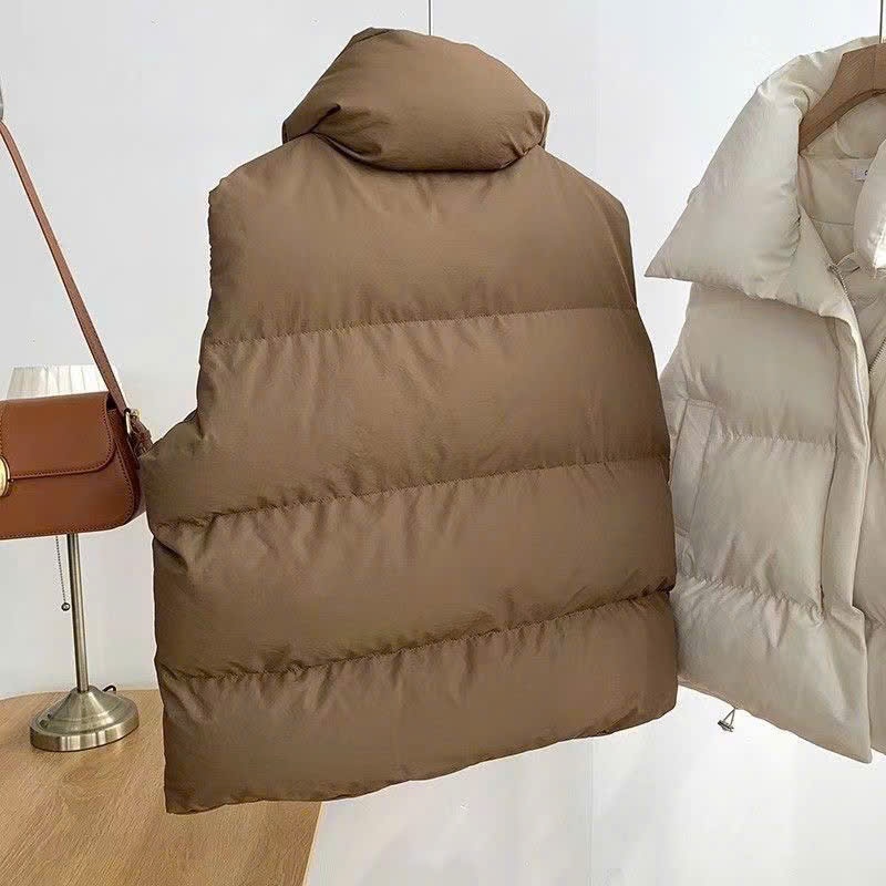 MEIQUIYI Áo phao ghi lê Unisex phom dài ba màu cơ bản trắng/đen/nâu giữ nhiệt tốt