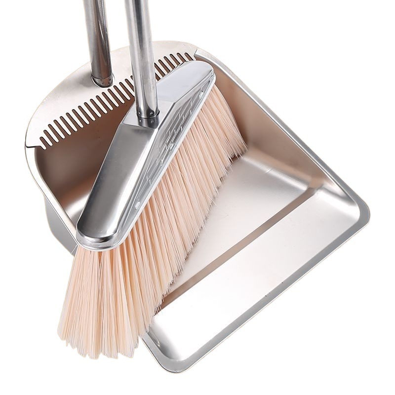 Bộ Chổi và Gầu hót rác bằng Inox 304 có phần răng lược, cán dài ...