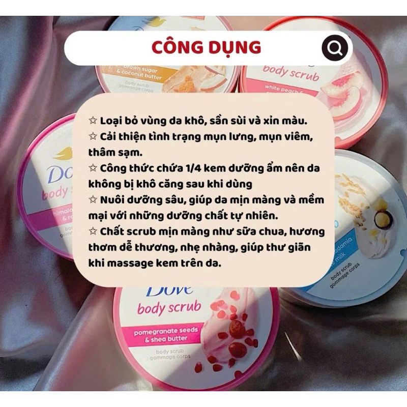 [ Bản Mỹ ] Tẩy tế bào tết toàn thân Body DOVE  - Dưỡng Trắng Dưỡng Ẩm Sạch Sâu ( 298g )