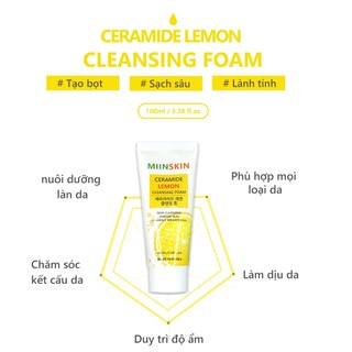 Sữa rửa mặt chanh MIINSKIN Ceramide Lemon Cleansing Foam (100ml)