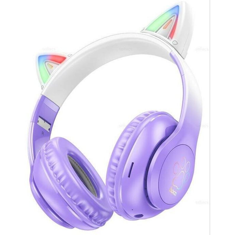 Tai nghe bluetooth chụp tai Hoco W42, Tai chụp mèo phát sáng, mic đàm thoại, phù hợp cho trẻ em, 12h nghe nhạc.
