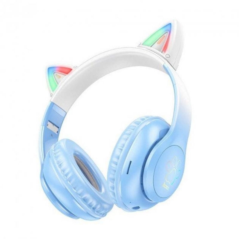Tai nghe bluetooth chụp tai Hoco W42, Tai chụp mèo phát sáng, mic đàm thoại, phù hợp cho trẻ em, 12h nghe nhạc.