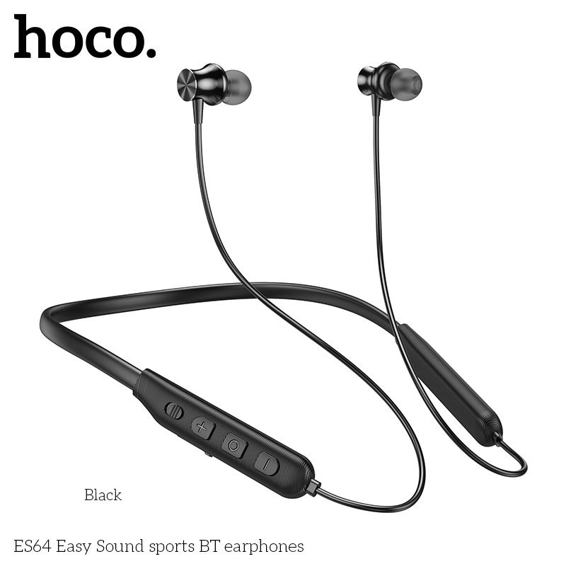 Tai nghe thể thao có dây Bluetooth Hoco ES64 điều chỉnh âm lượng chất liệu nhựa mềm,hút tai nghe.