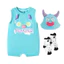 Bộ liền thân cosplay khủng long Monster có đuôi kèm tất + mũ màu xanh/ hồng cho bé trai - bé gái