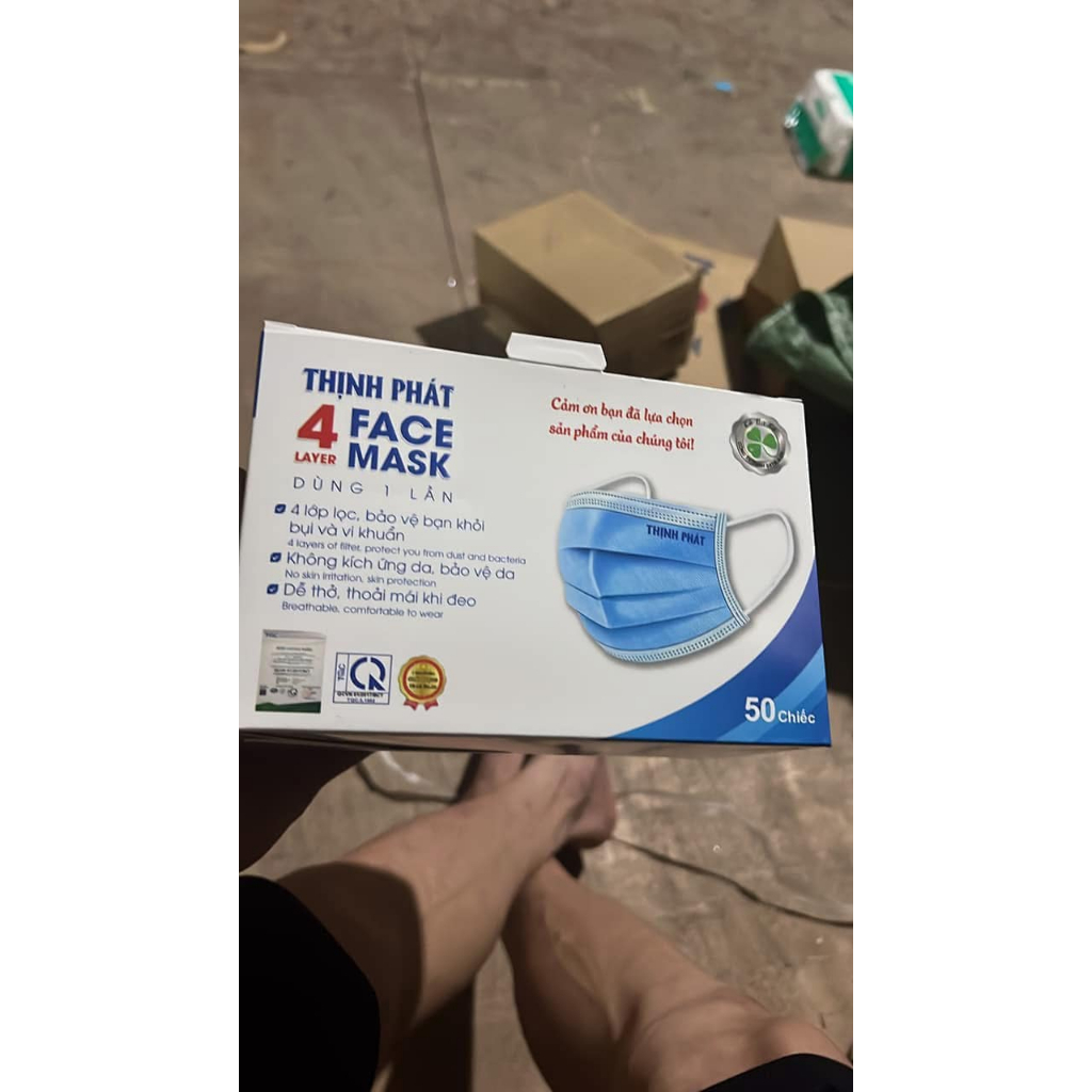 HỘP 50 KHẨU TRANG Y TẾ 4 LỚP THỊNH PHÁT CHO NGƯỜI LỚN VÀ TRẺ EM