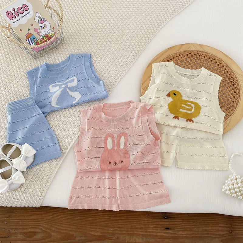 (Order) Bộ đồ sát nách có lỗ thông hơi hoạ tiết con vật vibe biển dành cho bé trai - bé gái