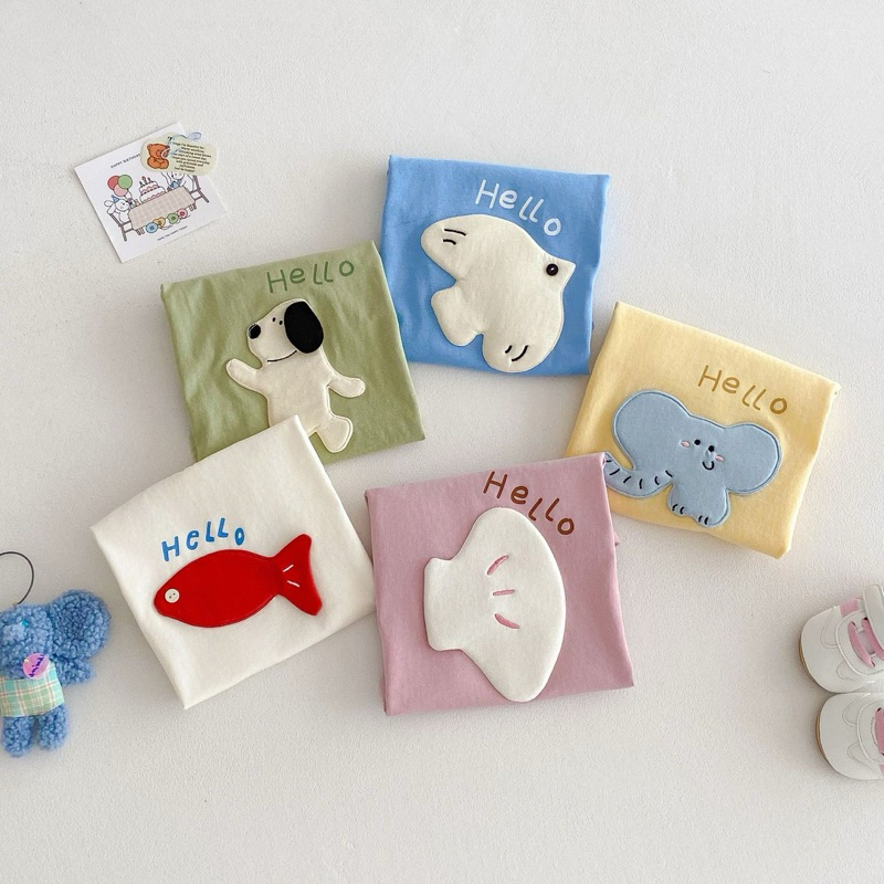 (Order) Áo phông in hoạ tiết nổi ngộ nghĩnh vải cotton thấm mồ hôi co dãn dành cho bé trai - bé gái