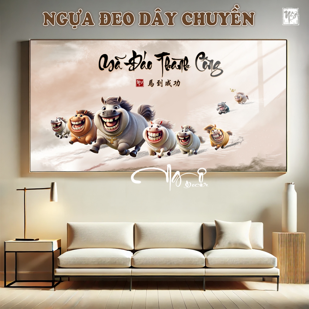 Tranh tráng gương MÃ ĐÁO THÀNH CÔNG CUTE HÀI HƯỚC, TRANH NGỰA SÚN RĂNG ...