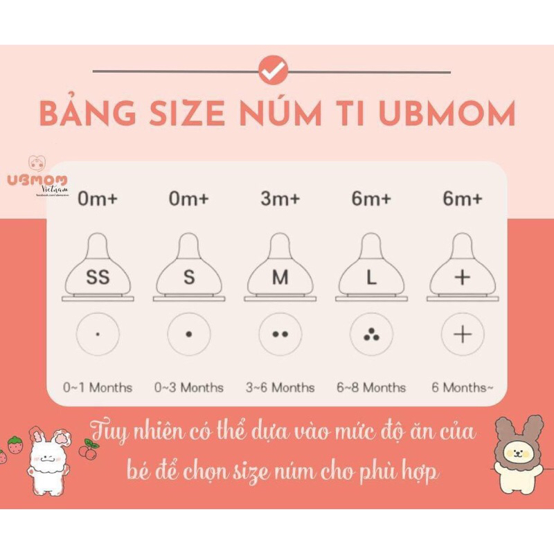 Săn sale Núm ti bình sữa UBMOM (CHÍNH HÃNG) núm bình thay thế vừa bình ...