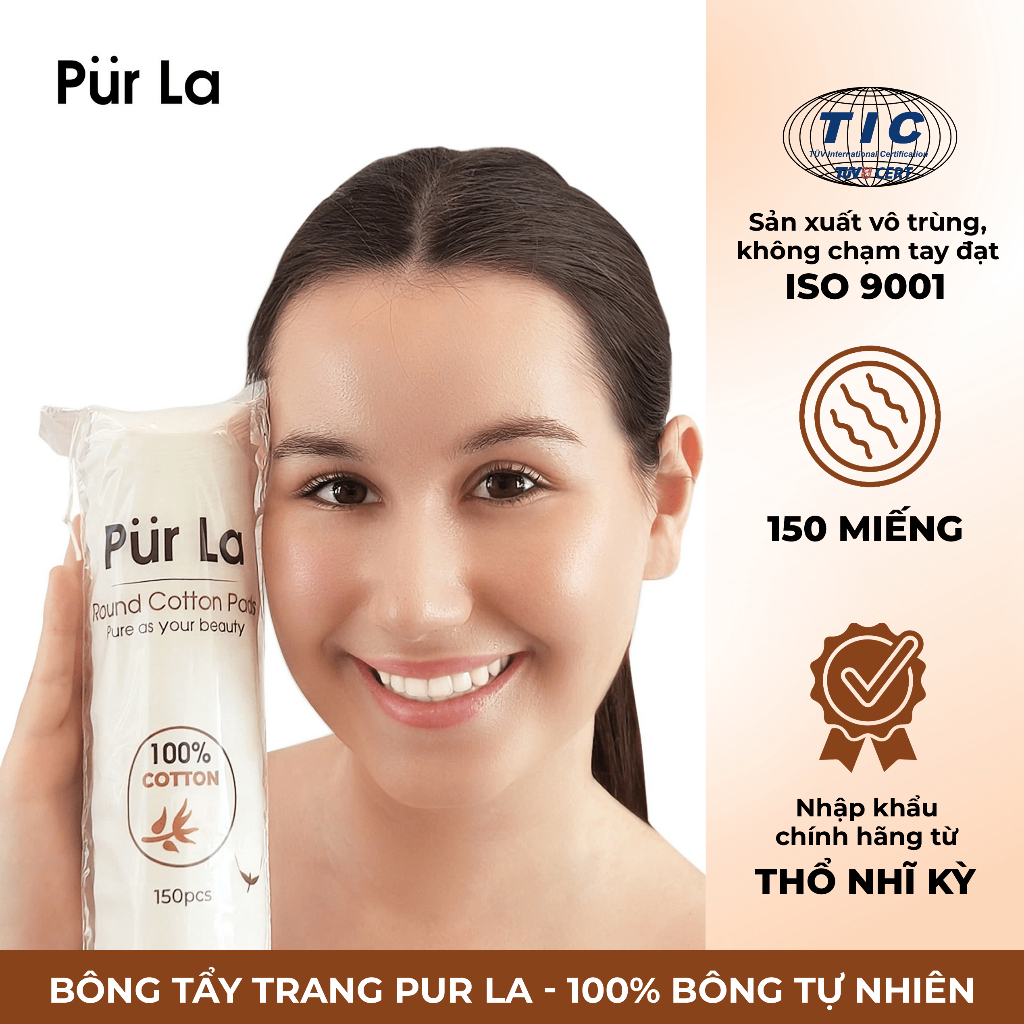 [CHÍNH HÃNG] Bông Tẩy Trang PurLa- 100% Cotton Tự Nhiên, Mềm Mại, Không ...