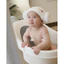Mũ chùm đầu tắm bé 2 cục bông quấn trái tim phong cách Hàn Quốc