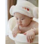Mũ chùm đầu tắm bé 2 cục bông quấn trái tim phong cách Hàn Quốc