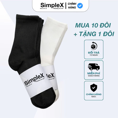 [SimpleX][PREMIUM][SET 10 ĐÔI + TẶNG 1] Tất Vớ Nam Nữ Trơn Unisex Cổ Cao, Cổ Trung, Cổ Thấp SPX/T01