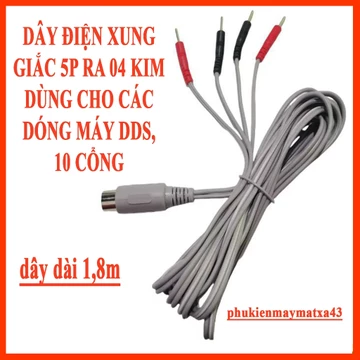 Dây Điện Xung giắc 5P ra 4 Đầu Kim dùng cho Máy Điện Xung DDS, Máy Điện Sinh Học, Máy 10 Cổng...