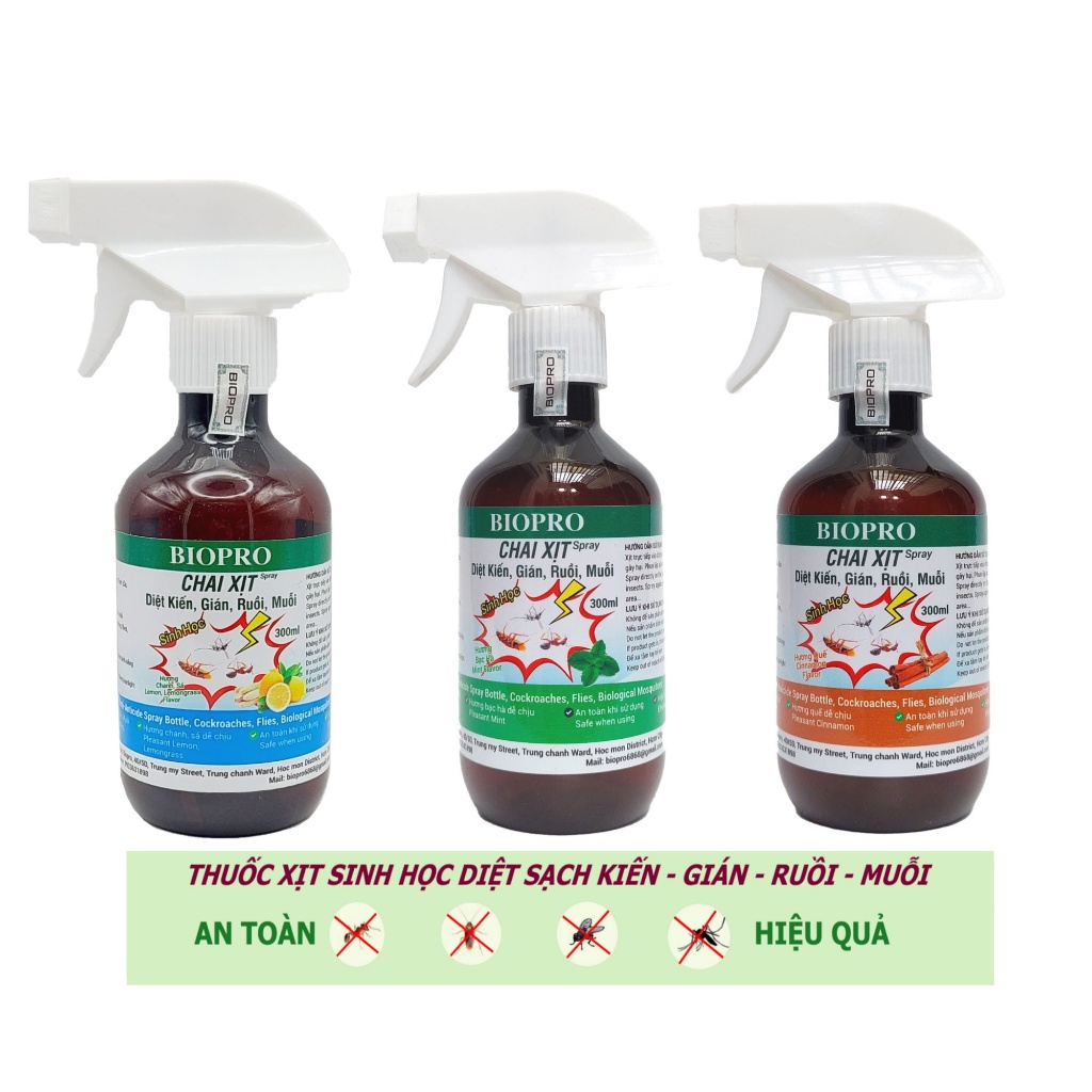 Chai dạng xịt 300ml. Diệt kiến Diệt gián Diệt ruồi Diệt muỗi Sinh học Biopro an toàn hiệu quả Nhiều hương lựa chọn