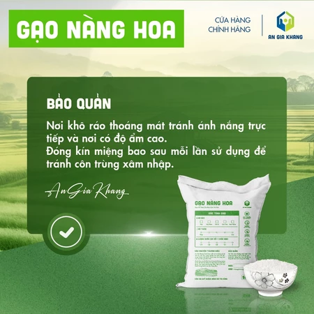 Gạo Nàng Hoa AGKF (An Gia Khang Food) - Thơm Nhẹ, Dẻo Vừa (Túi 5kg)