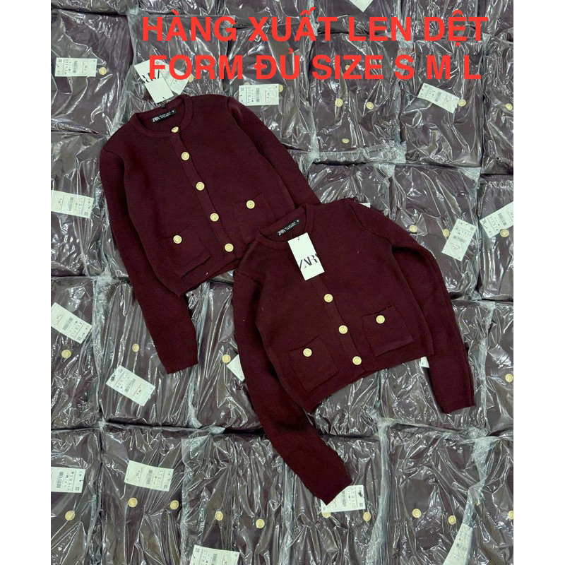 [Sẵn Hàng] (Hàng sẵn) Áo len ZA SHOP khuy đồng 2 màu đen/đỏ đô siêu Hàng Chuẩn Xịn