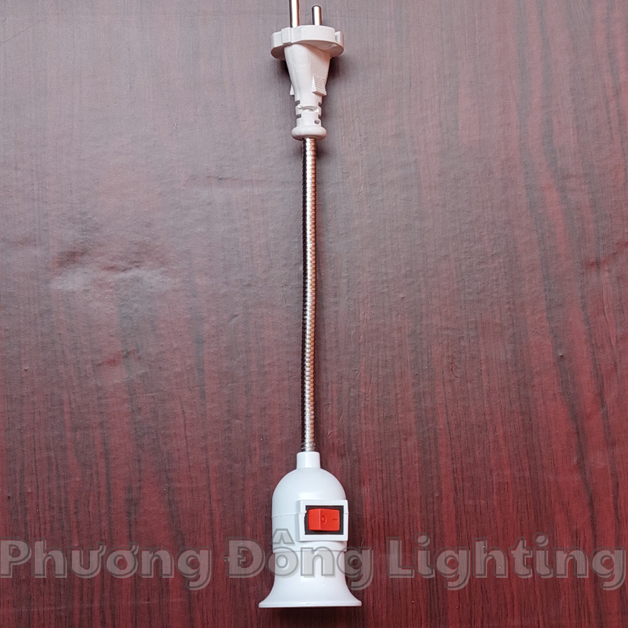 Combo 5 Đuôi đèn E27 có công tắc - Dây lò xo uốn cong tùy ý Phích cắm chân tròn