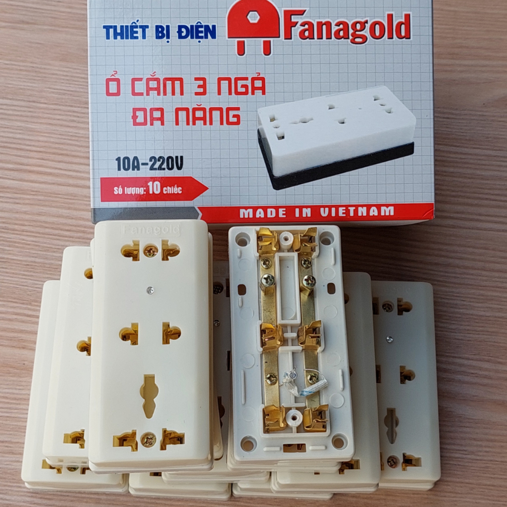 Ổ cắm 3 lỗ không dây nhựa ABS chống va đập cao cấp