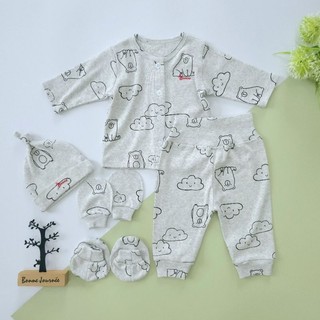 Bộ quần áo tay dài bé trai Bunny sơ sinh bao gồm nón vớ và bao tay