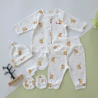 Bộ quần áo tay dài bé trai Bunny sơ sinh bao gồm nón vớ và bao tay
