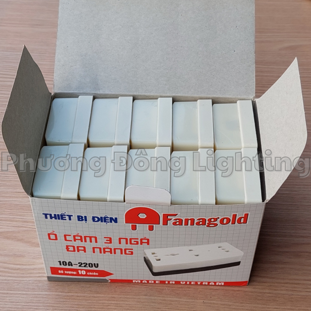 Combo 10 Ổ cắm 3 lỗ không dây nhựa ABS chống va đập cao cấp - Thương hiệu Fanagold