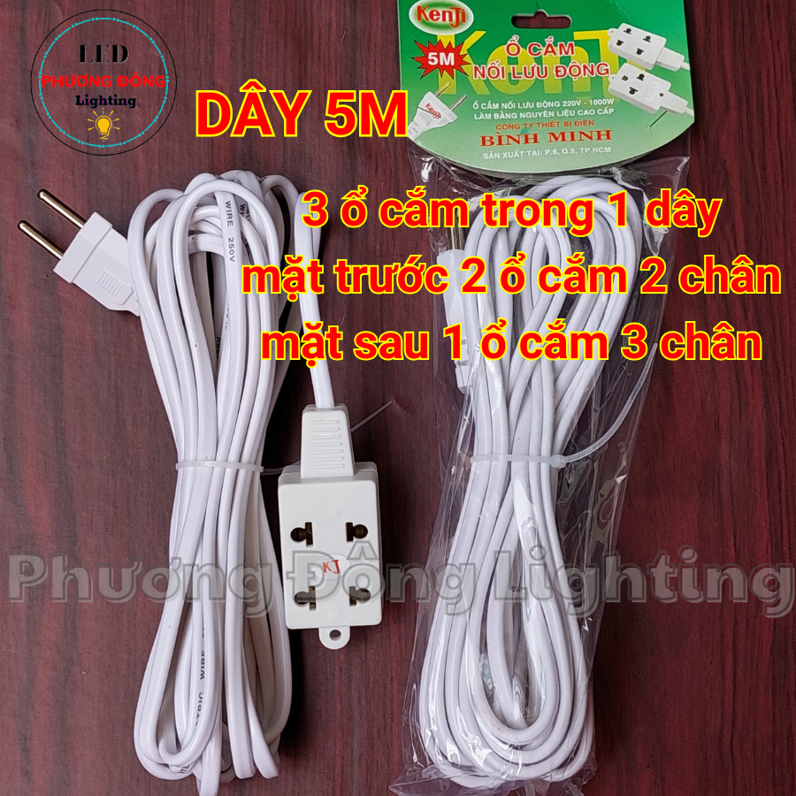 Ổ Cắm Đa Năng Liền Dây - Ổ cắm nối lưu động 3m - 5m Phích cắm chân tròn chắc chắn