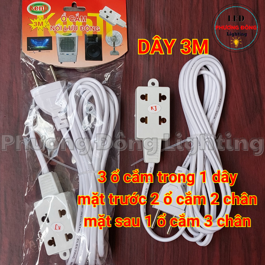 Ổ Cắm Đa Năng Liền Dây - Ổ cắm nối lưu động 3m - 5m Phích cắm chân tròn chắc chắn